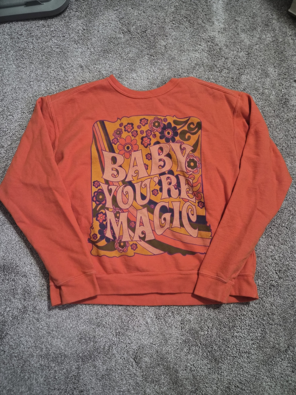 Women’s Orange Graphic Crewneck Sweatshirt - "Baby You're Magic"